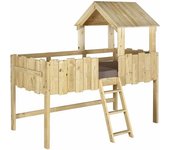 ID Kids Cama con somier y colchón madera maciza  natural 90x190 cm