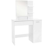 ML-Design Tocador maquillaje blanco con espejo taburete dos cajones