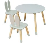 Mobili Rebecca Conjunto con mesa baja y 2 sillas para niños de mdf verde
