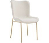 Tectake Silla de comedor tejido bouclé 54 x 62 x 90 blanco/dorado