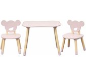 Mobili Rebecca Conjunto de mesa baja y 2 sillas para niños rosa y marrón