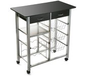 Versa Home Carro de cocina con 2 cajones en aglomerado y metal negro