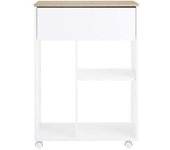 SoBuy Mesa de impresora con ruedas, color blanco, 63 x 83 x 42 cm