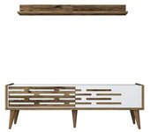 Dmora Mueble de televisión efecto madera nogal, blanco 140x45  cm
