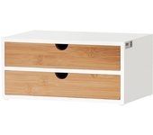 SoBuy Estante para cápsulas de café con 2 cajones madera blanco