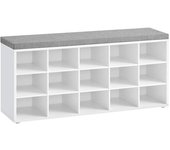 VASAGLE Banco zapatero de 30 x 105 x 48 cm de color blanco y gris