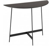 MACABANE Consola semicircular negra con patas de metal de 83x35 cm