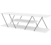 Dmora Mueble de televisión efecto madera blanco negro 120x30  cm