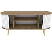 Dmora Mueble de televisión efecto madera roble, blanco 140x43  cm