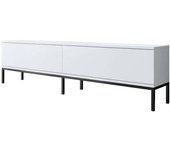 Dmora Mueble de televisión efecto madera blanco negro 180x30  cm