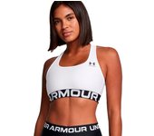 Under Armour - Sujetador HeatGear Mid Branded Mujer, Mujer, white-black, XS