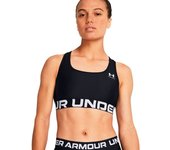 Under Armour - Sujetador HeatGear Mid Branded Mujer, Mujer, black-white, XS