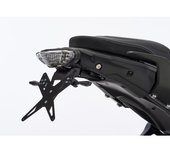 PROTECH Kit de soporte de matrícula  que incluye reflector y placa de acero inoxidable ligero/aluminio recubierto de polvo negro - Negro