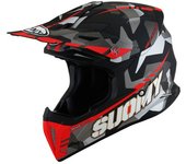 Suomy X-Wing Camouflager E06 Casco de motocross - Negro Gris Rojo (XL)