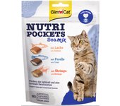 GimCat Nutri Pockets snacks para gatos Malta Vitaminas Mix - Pack % - Sea Mix (3 x 150 g)