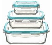 Conjunto de 3 recipientes de cristal para conservación aptos para microondas