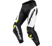 Spidi RR Pro Warrior Pantalones de cuero moto - Negro Blanco Amarillo (50)
