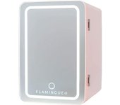 Flamingueo Mini nevera cosméticos 6,5L con espejo y led 12v/220v rosa