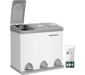SONGMICS Cubo de basura de 3 x 8 l con tapas de color blanco y gris
