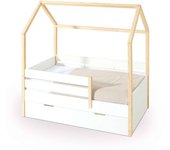Alondra Cama-casita montessori 70x140 cm madera con cajones blanco