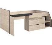 Calicosy Cama combinado con escritorio y 2 cajones - 90x200 cm marrón