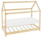 ML-Design Cama infantil forma de casa madera pino natural 70 x 140cm