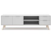 Calicosy Mueble de tv 2 puertas, 2 cajones, 2 estantes l180 cm - blanco