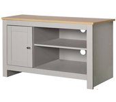 Loft24 Mueble de tv con 1 puerta en efecto de madera roble y gris