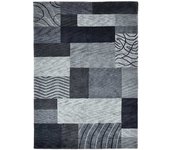 THEKO Alfombra tufted a mano de lana virgen - antracita 170x240 cm