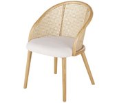 Maisons du Monde Sillón de rejilla de ratán y tela color crudo