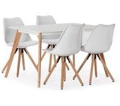 HOMN Juego de mesa 120x80 cm y 4 sillas de comedor color blanco