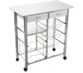 Versa Home Carro de cocina con 2 cajones en aglomerado y metal blanco