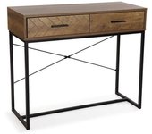 Versa Home Consola con 2 cajones en aglomerado y metal marrón y negro