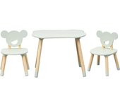 Mobili Rebecca Conjunto de mesa baja y 2 sillas para niños verde y marrón