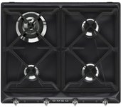 Placa Gas - Smeg SR964NGH, 4 Zonas, 60 cm, Negro, Sin Marco