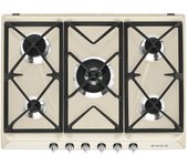 Placa Gas - Smeg SR975PGH, 5 Zonas, 70 cm, Crema, Sin Marco