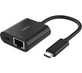 Belkin Connect Adaptador USB-C a Ethernet + Carga de 100 W, 1 Puerto Gigabit Ethernet y 1 Puerto USB-C, conexión rápida de Internet de [10/100/1000] Mbps, para iPhone 16, 15, Samsung Galaxy S24 y más