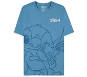 Disney Lilo & Stitch Hugging Stitch Mujer Camiseta Azul M 100% algodón Vorne Bedruckt Regular