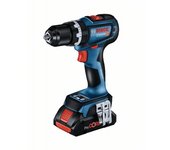 Bosch Professional 18V System GSB 18V-90 C - Taladro percutor a batería (64 Nm, 2100 rpm, módulo Connectivity, 2 baterías ProCore x 4.0Ah, en L-BOXX), Azul