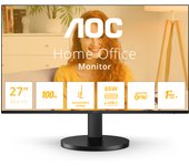 AOC Monitor Q27B3CF2-27 Pulgadas QHD, Altavoces, Ajustable en Altura (2560x1440, 100Hz, HDMI 1.4, IPS, SB-C (65W PD), hub USB) Negro