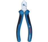 Bosch Professional Alicate de corte diagonal, cromo vanadio, mango softgrip, Azul, Cortador lateral, 160 mm