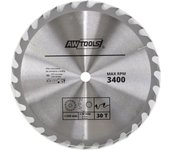 Awtools, Sierra circular TCT 180x30x60z, para cortes en madera, plástico y metales no ferrosos, alta durabilidad, uso profesional, compatible con sierras circulares