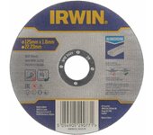 Disco cortante Irwin 125 mm, para cortar aluminio, 22,23 mm de orificio, preciso y duradero, ideal para herramientas eléctricas, peso de 42,94 g, alto rendimiento.