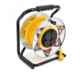 AWTOOLS - Alargador de tambor metálico (50 m, 3 x 2,5 mm, color amarillo Heavy DUTY 16 A, 3680 W, IP44)