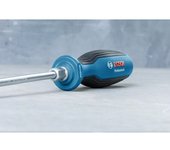 Bosch Professional 1600A01TF9 Destornillador plano, cromo vanadio, mango softgrip con cabezal de acero, azul, SL4.5 x 100mm