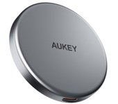 AUKEY MagFusion Aura Magnetic 15W Teléfono móvil Plata USB Cargador inalámbrico Carga rápida Interior