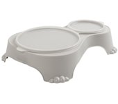 Rotho MyPet Sally Doble tazón de alimentación con tapa, Plástico (PP) sin BPA, arena, 1l + 0.28l (32.0 x 23.7 x 7.0 cm)