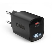 SBS TETRGANLCD1C45K cargador de dispositivo móvil Universal Negro Corriente alterna Carga rápida Interior