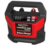 WELDMAN, modelo CHARGE 200, Cargador de baterías 12V/24V, ideal para coches, camiones y maquinaria, carga eficiente, protección térmica, portátil y fácil de usar