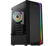 Aerocool Bionic RGB ATX Mid Tower Case, Tempered Glass Side Panel + 1x 12cm RGB Fan, Black